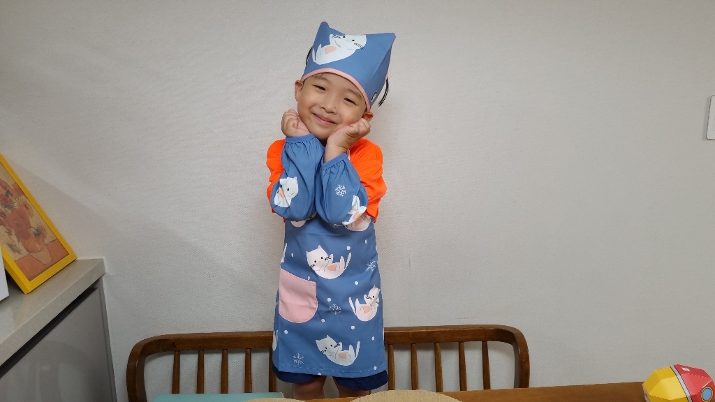 앞치마 두건 팔토시 아동용 미술가운 어린이 방수
