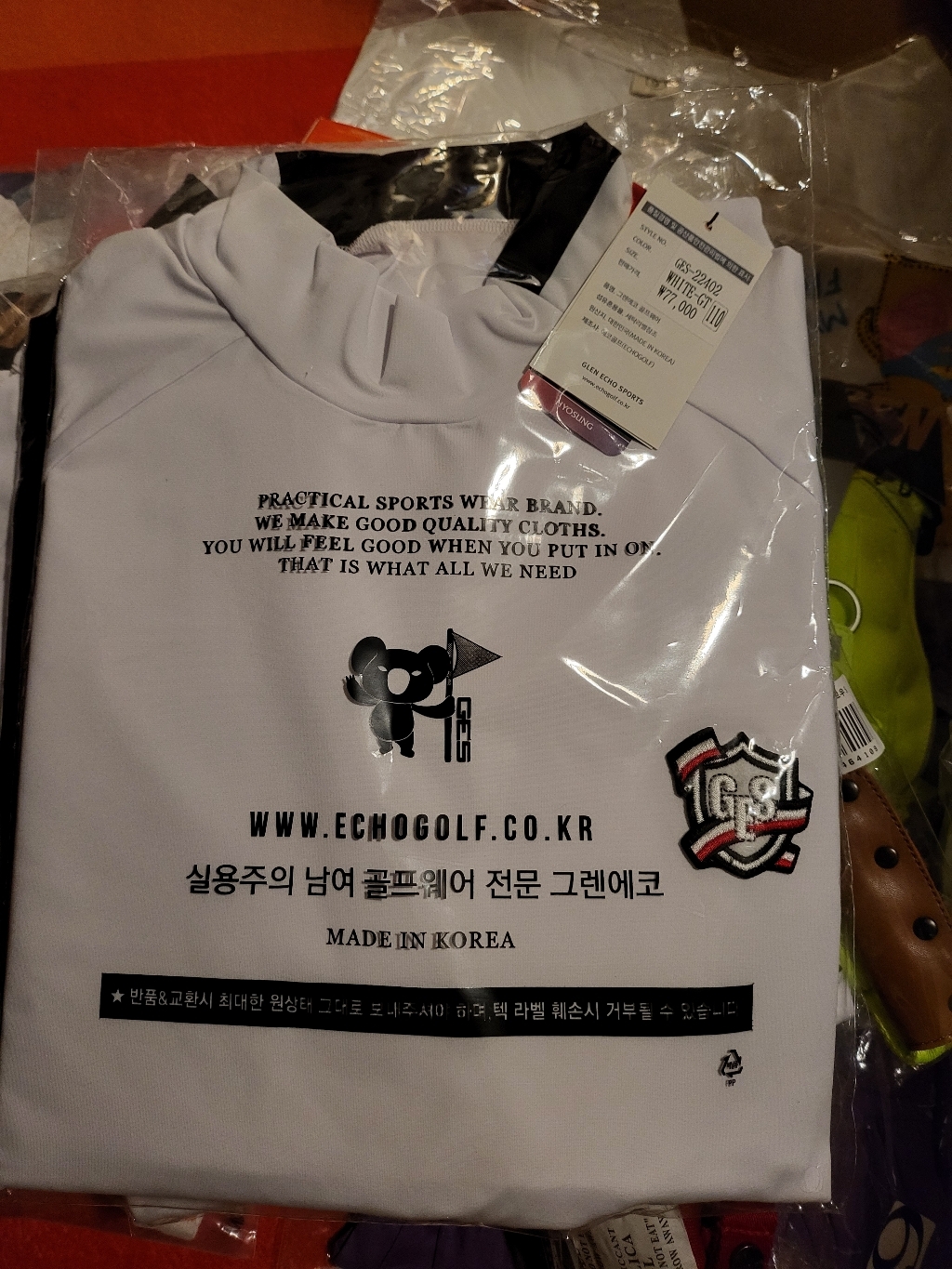 그렌에코 es22402 남성 반목삼선 와펜자수 골프이너/에어로쿨