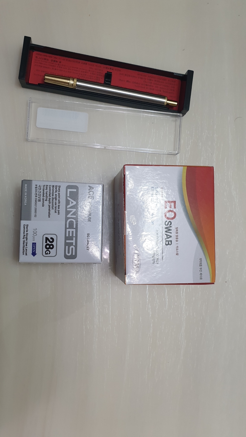 한솔 스텐사혈기 1개 사혈침 100 소독솜 100