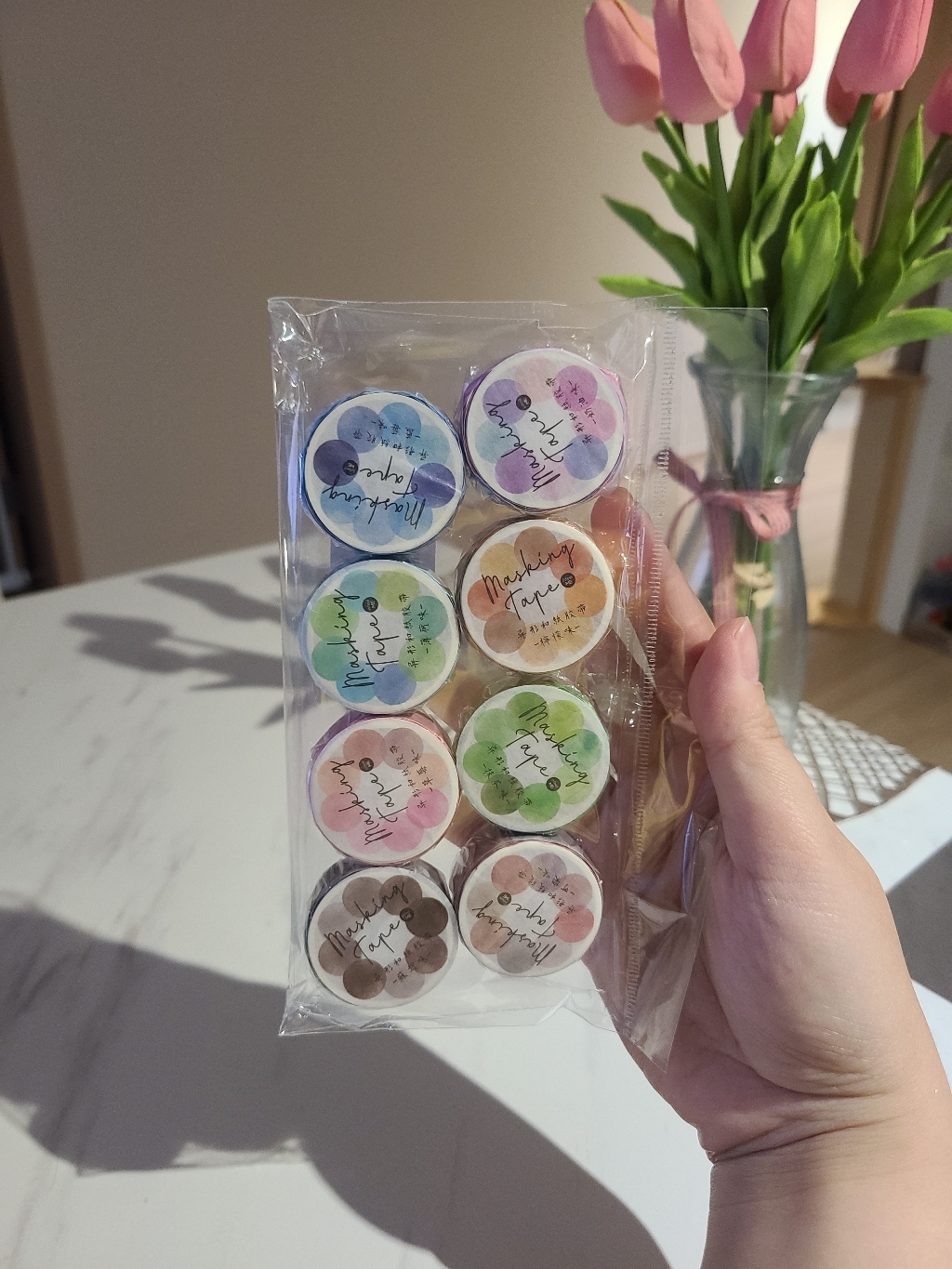 홈콩 수채화물감 레인보우 써클 마스킹 테이프 8종 1SET