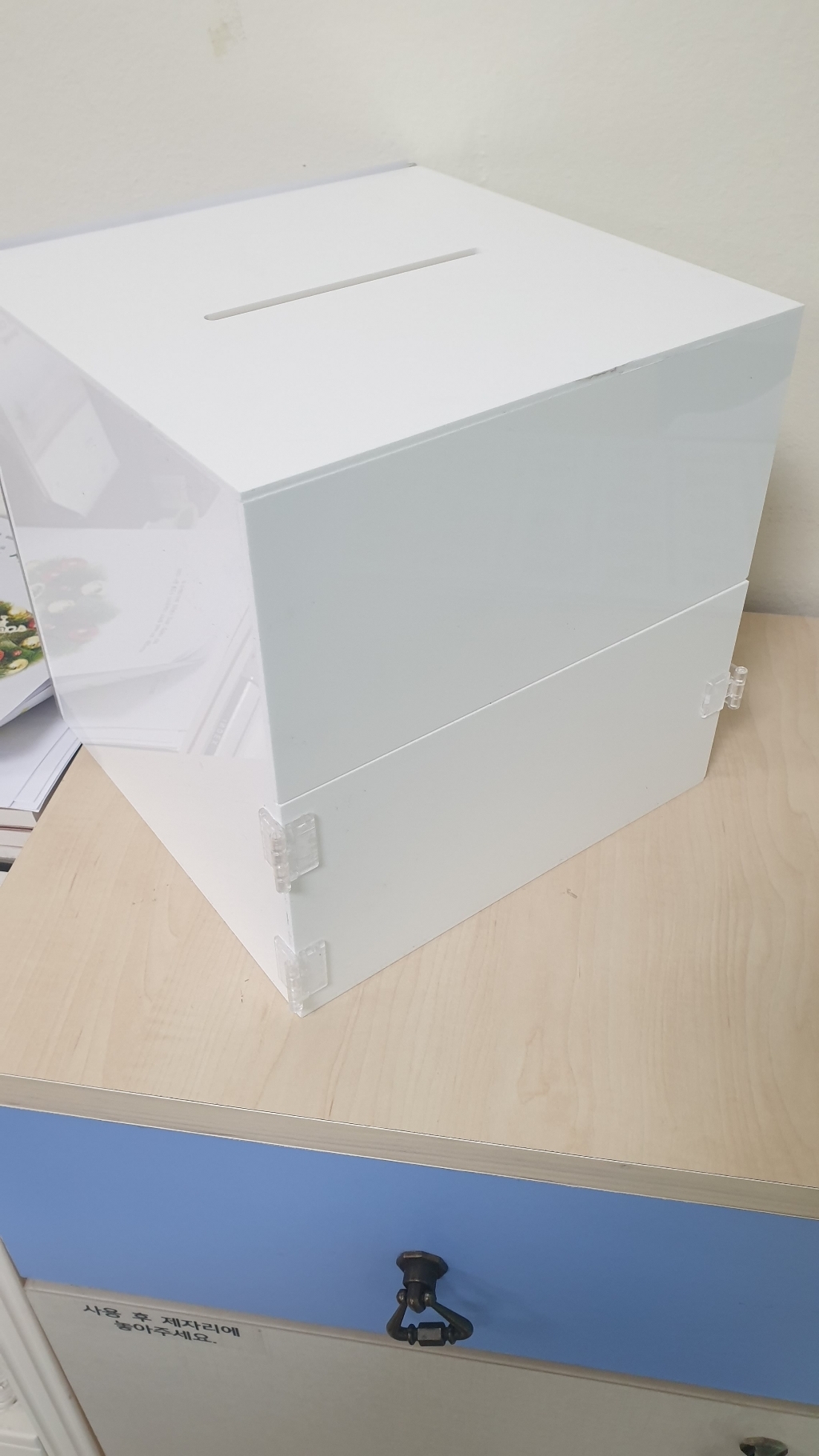 정사각 포켓형 다용도 아크릴 상자 응모함 모금함 투표함 식권함