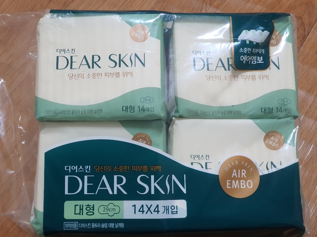 깨끗한나라 디어스킨 에어엠보 대형 생리대 날개형