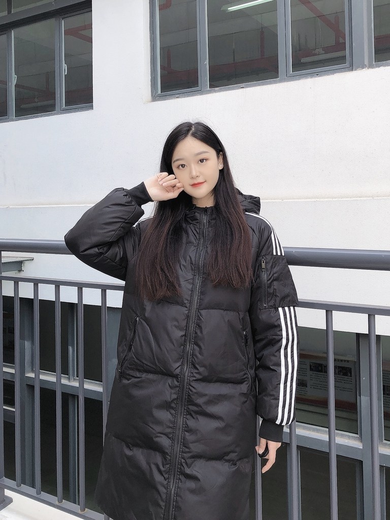ANYOU 클래식 스리 스트라이프커플 패션 롱 패딩