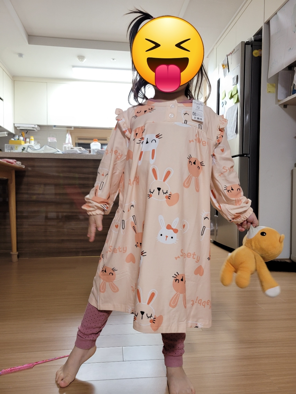 메이키즈 여아용 스위티레빗 피치기모파자마 원피스