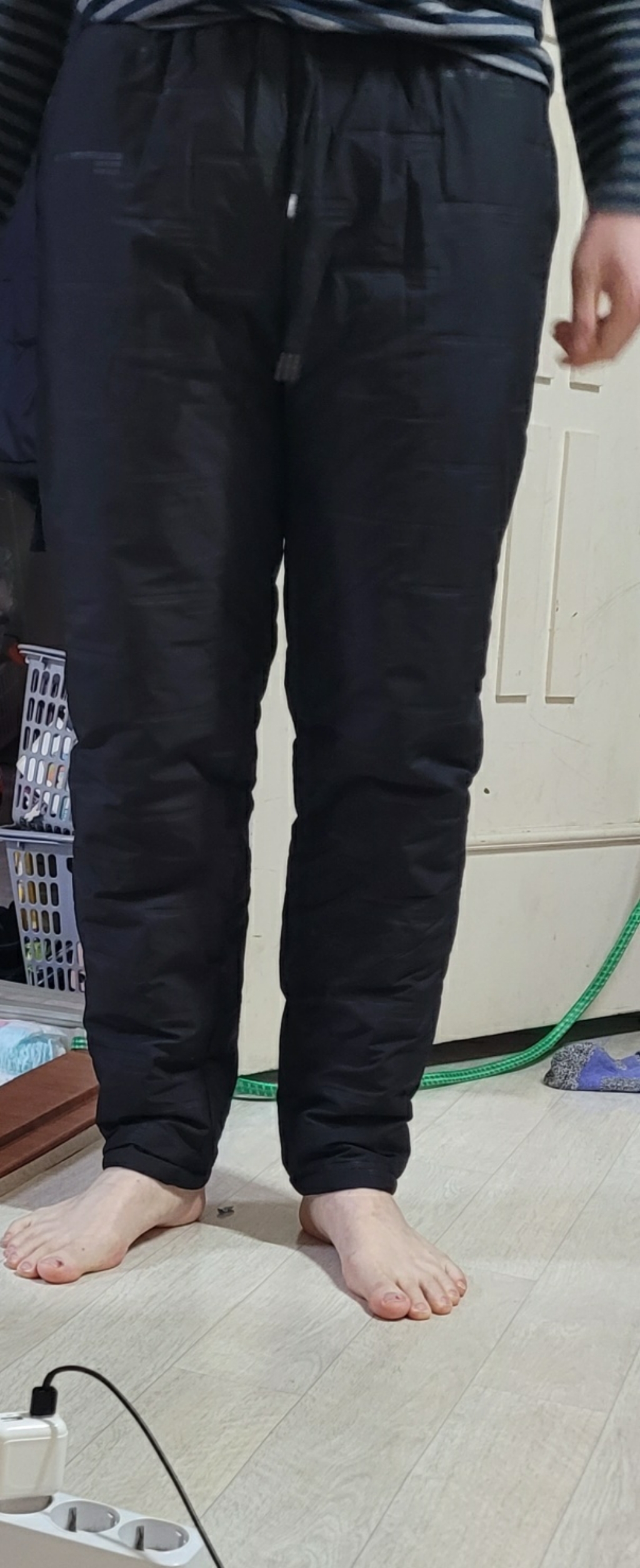 겨울 방한 오리털 전술 털 깔깔이 누빔 패딩 바지