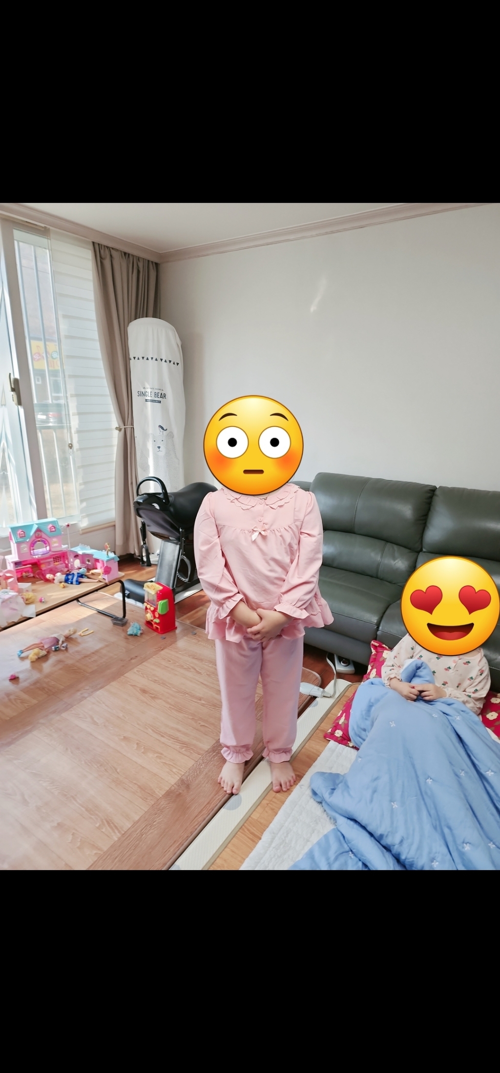 SOO 비비드 핑크 블루 솔리드 아동 파자마