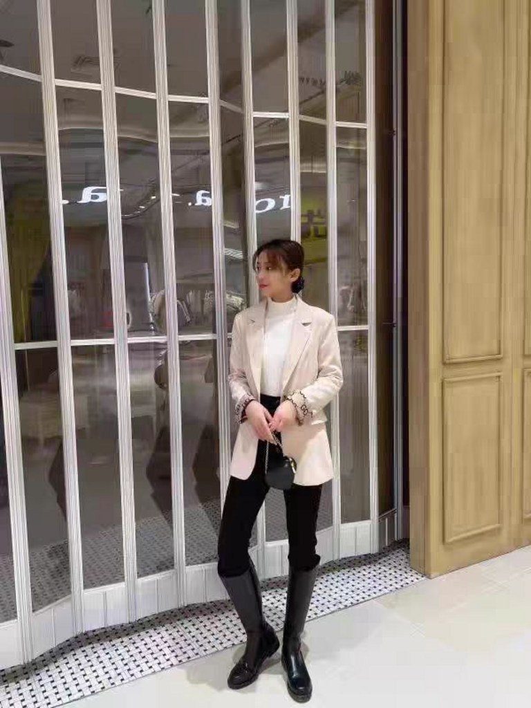 ooatti 여성용 칠부 소매 업 체크 자켓