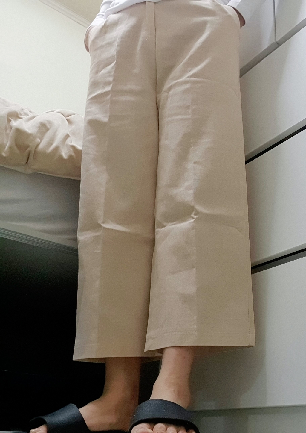 주디앤 여성 블링미 뒷밴딩 와이드 9부 팬츠