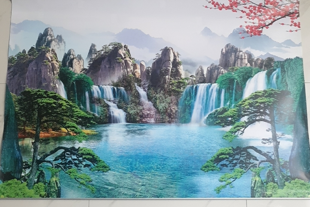 폭포그림 풍수지리 족자 금전운 거실 사무실 풍경 대형