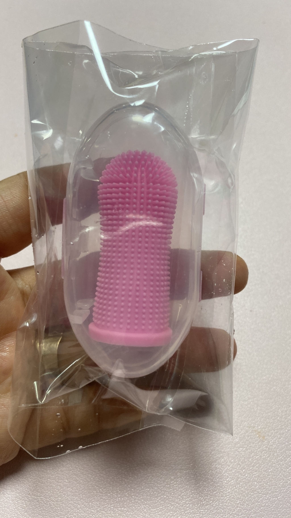 휴다온 강아지 고양이 치석제거 양치 손가락칫솔, 1개, 핑크
