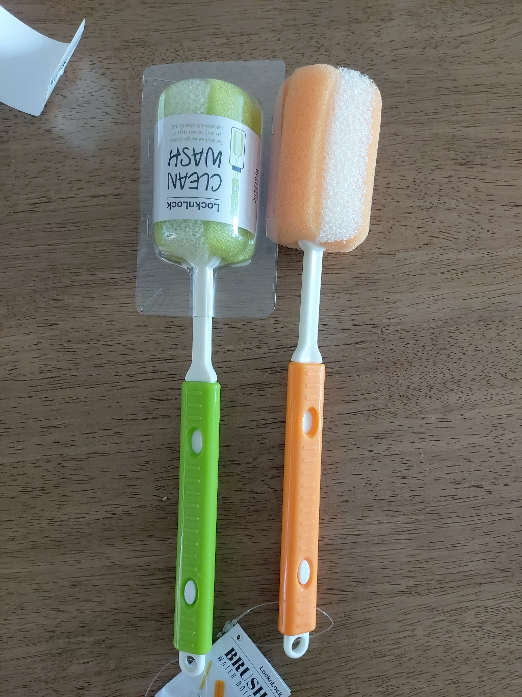 락앤락 물병 전용 세척솔 2종 세트, 그린 + 오렌지, 1세트