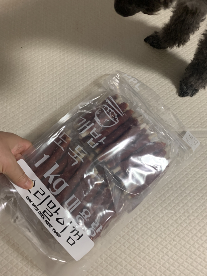 개밥도둑 강아지 건조간식 육포 말이 껌 대용량 실속간식1kg, 오리말이껌, 1kg, 1개