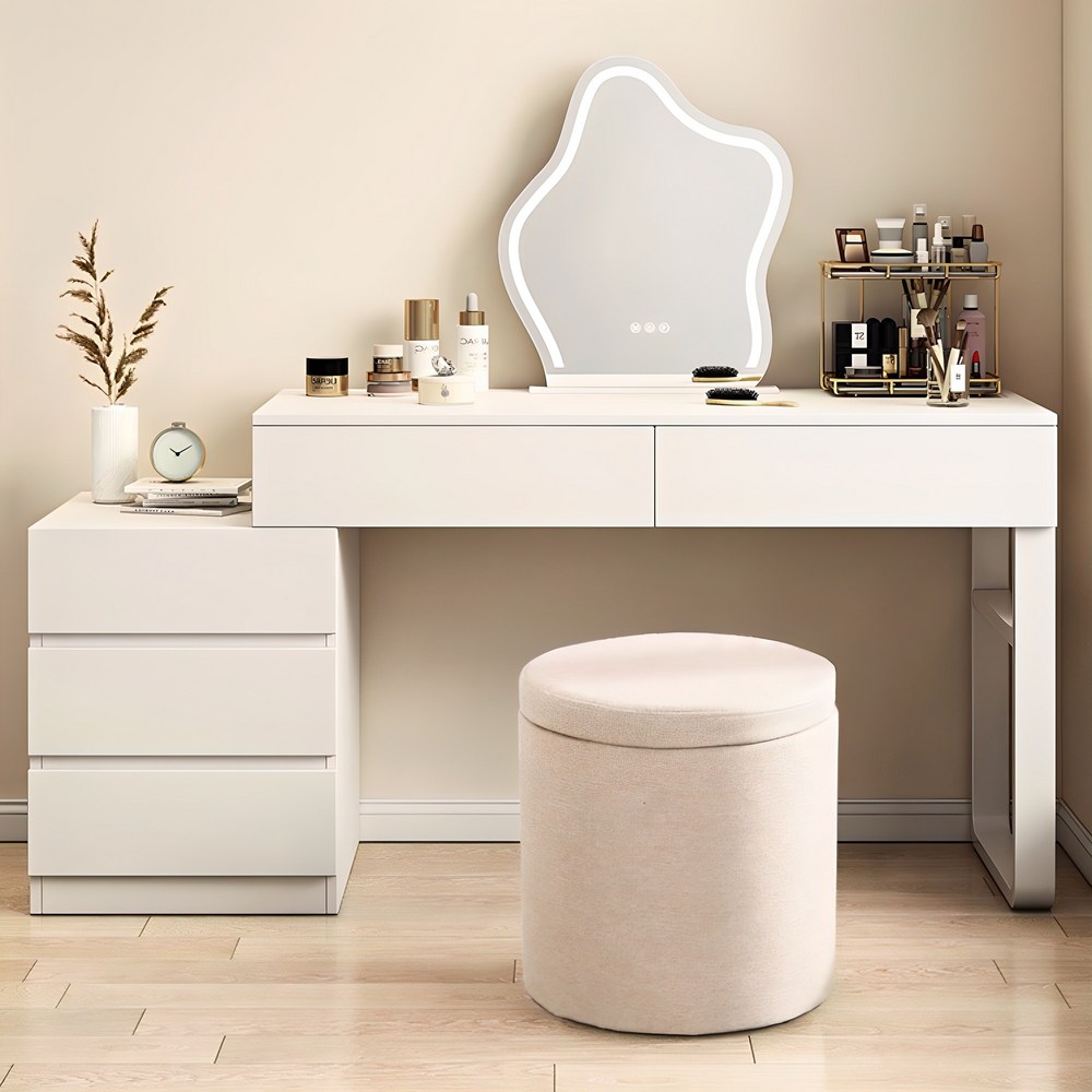 머니풀 마카롱 수납 패브릭 화장대 스툴 소개 화장대의자