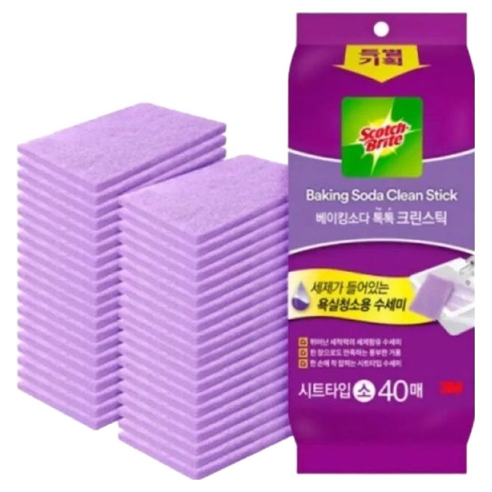 스카치브라이트 베이킹소다 톡톡 크린스틱 청소핸들 1p + 캐디 1p + 리필 4p 세트, 혼합색상, 1세트