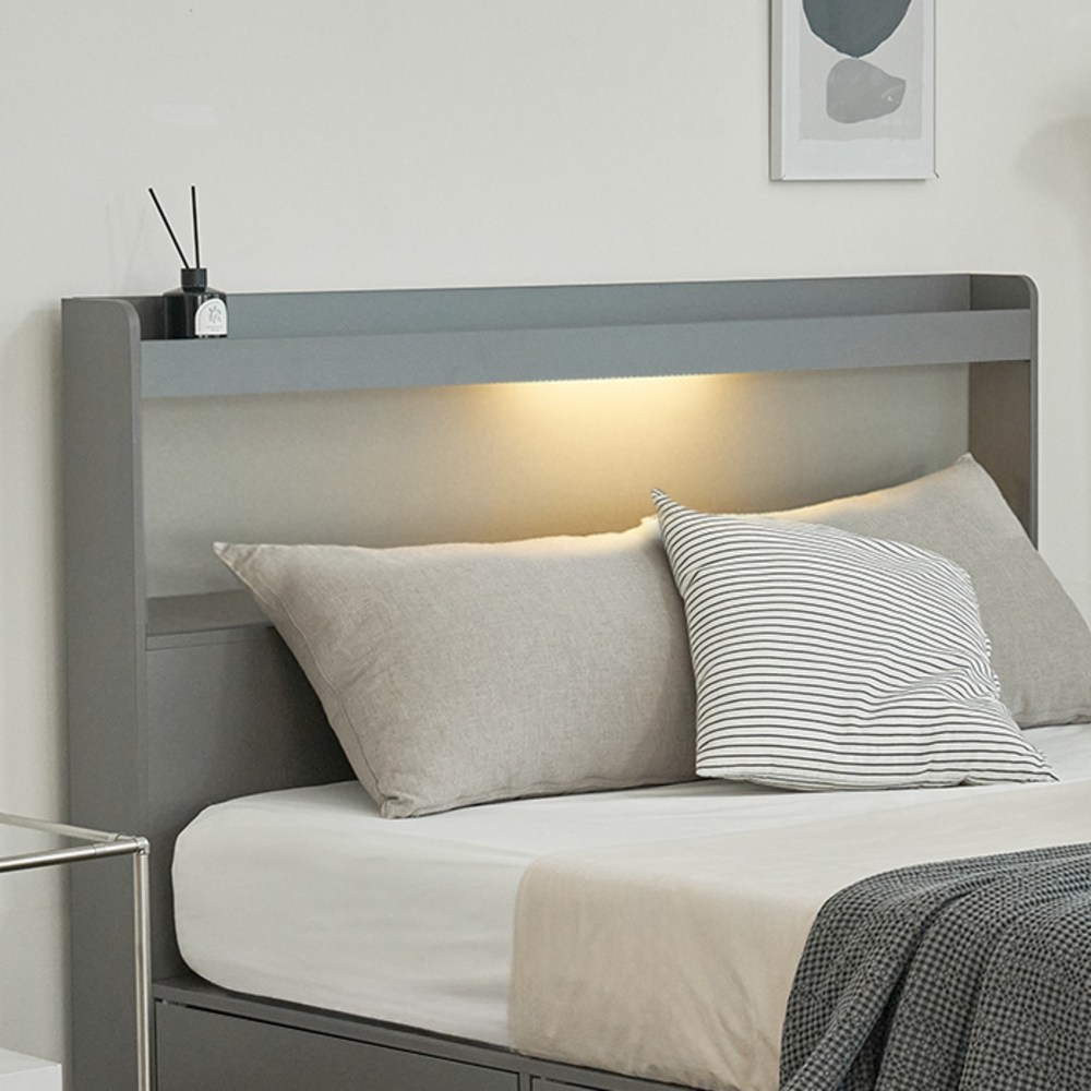 퍼리든 엔클라 LED 3단 서랍 침대 프레임: 공간 활용의 정수 퀸사이즈프레임