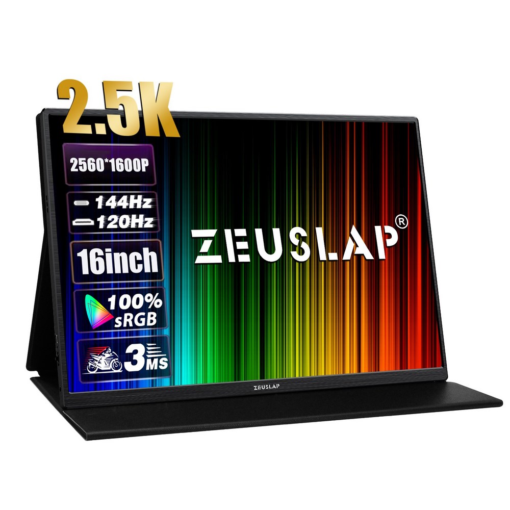 제우스랩 P16K 144Hz 2.5K QHD 500cd 16인치 휴대용 게이밍 포터블 모니터, P16K, 33.5cm