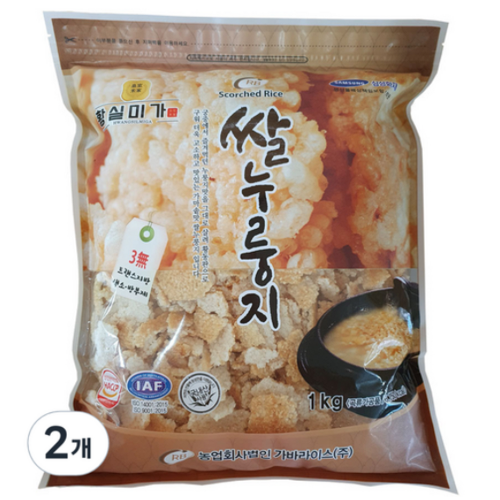가바라이스 황실미가 쌀누룽지, 1kg, 2개