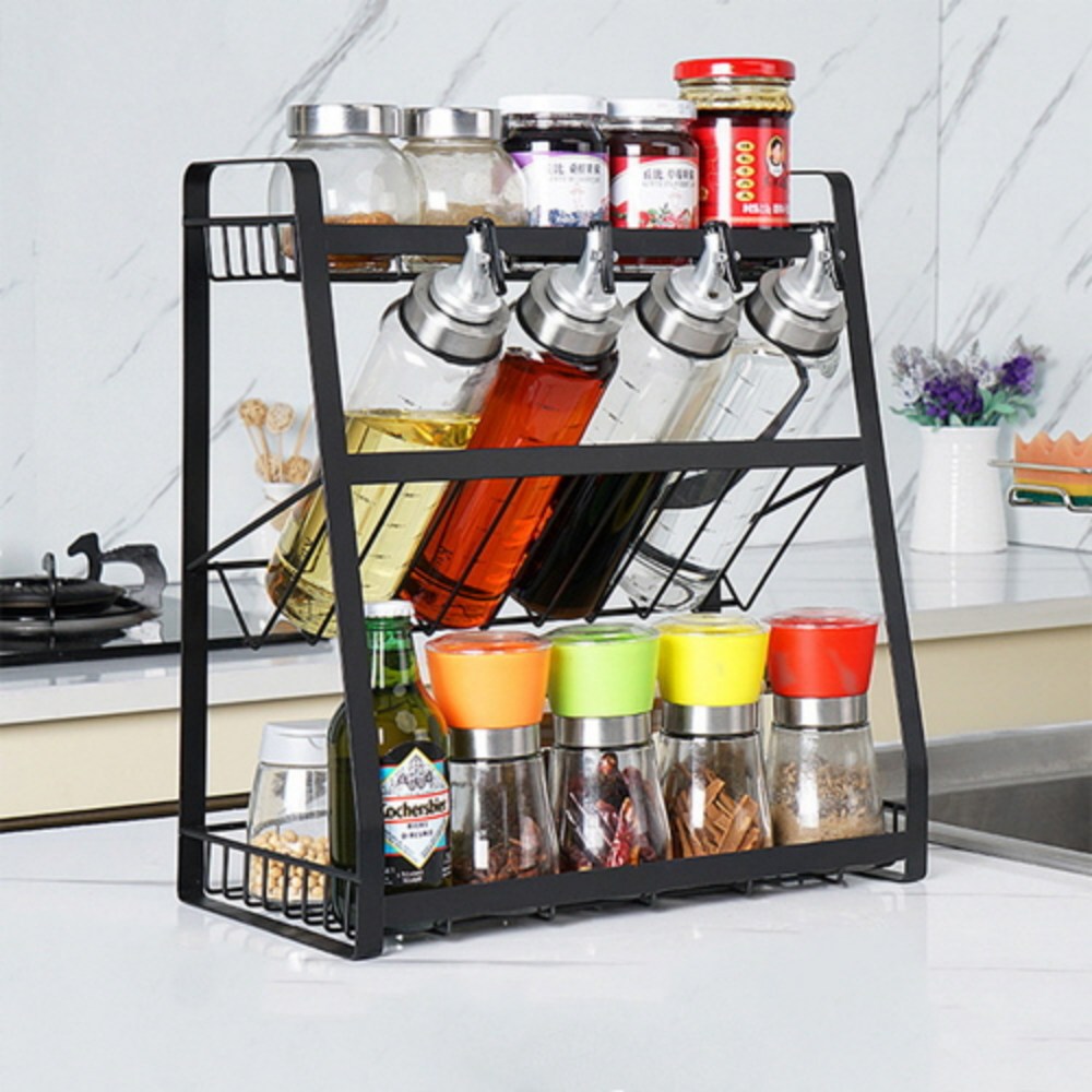 주방 혁명템! 무타공마켓 3단 슬라이딩 양념통 선반으로 요리 효율 UP!