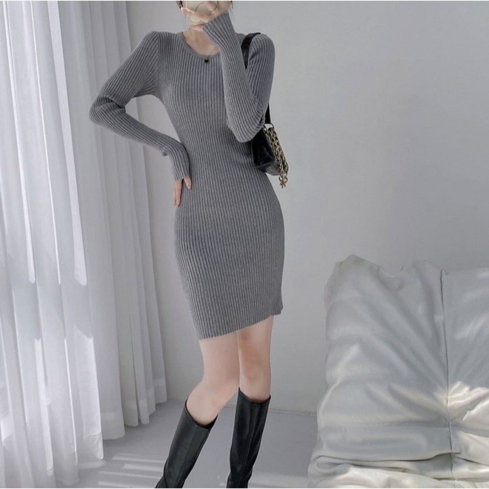 20% 할인, 라인 강조 골지 니트 원피스로 겨울 여신 핏 완성!