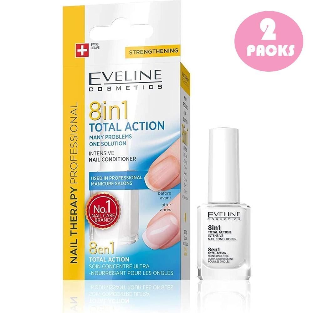 Eveline Cosmetics 8in1 Total Action 에블린 코스메틱스 8in1 토탈 액션 인텐시브 네일 컨디셔너 12ml 2팩 - 큐티클 크림/오일 | 쿠팡