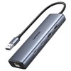 유그린 USB3.2 10Gbps 2C 2A USB 멀티허브 기가비트 인터넷 랜카드, 그레이, 1개