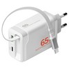 오아 퀵롤차저 일체형 케이블 65W GaN C타입 초고속 2포트 멀티 고속 핸드폰 충전기, 화이트, 1개