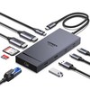 UGREEN 유그린 Revodok Pro 10포트 USB3.2 C타입 멀티허브 |삼성덱스 맥북 호환|듀얼 모니터 확장|4K60Hz|10Gbps|기가비트|SD카드 리더기|PD100W, 1개, Grey, CM886