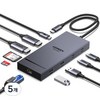 UGREEN 유그린 Revodok Pro 10포트 USB3.2 C타입 멀티허브 |삼성덱스 맥북 호환|듀얼 모니터 확장|4K60Hz|10Gbps|기가비트|SD카드 리더기|PD100W, 5개, Grey, CM886