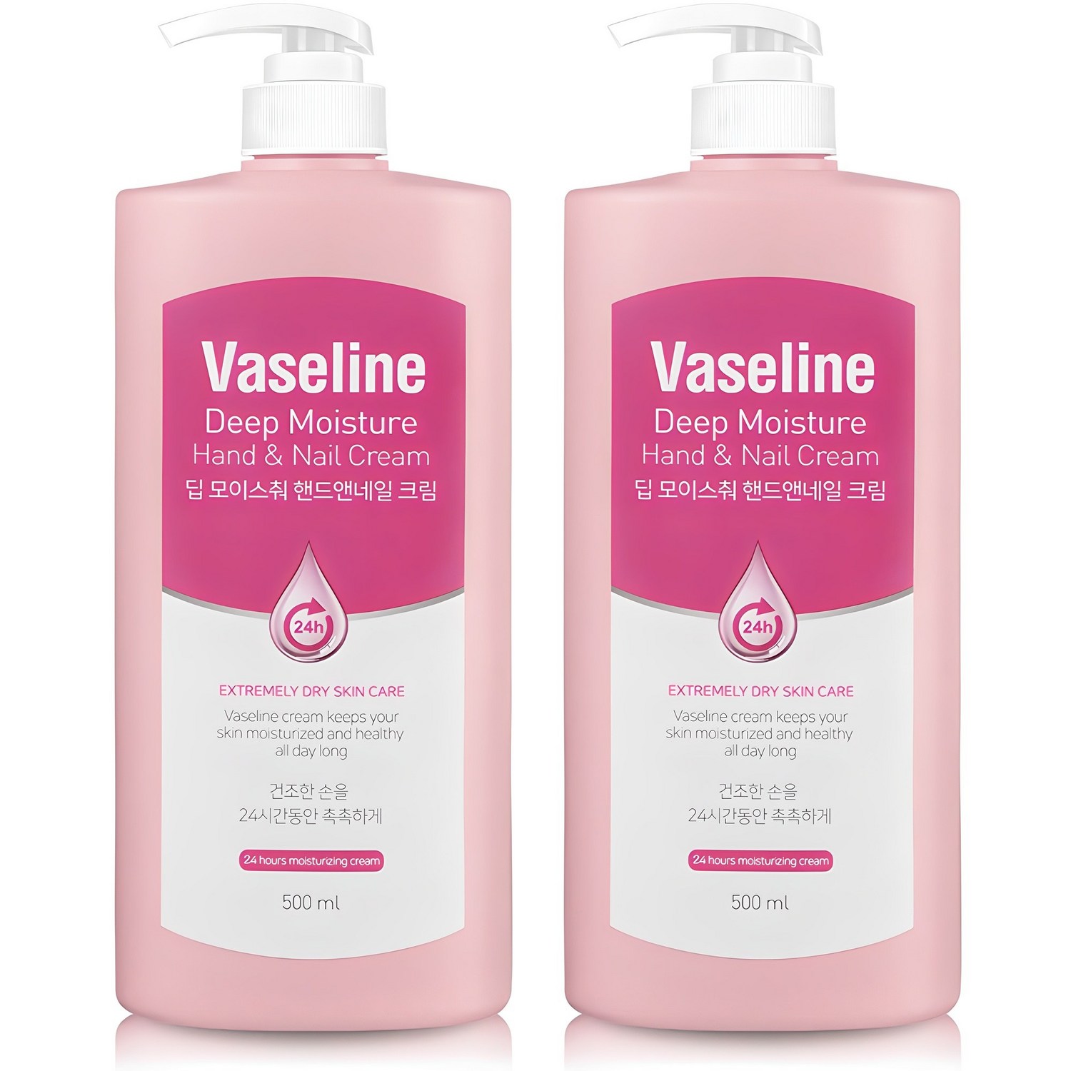 애경바세린 24h 딥 모이스춰 핸드앤네일 크림 머스크향, 500ml, 2개