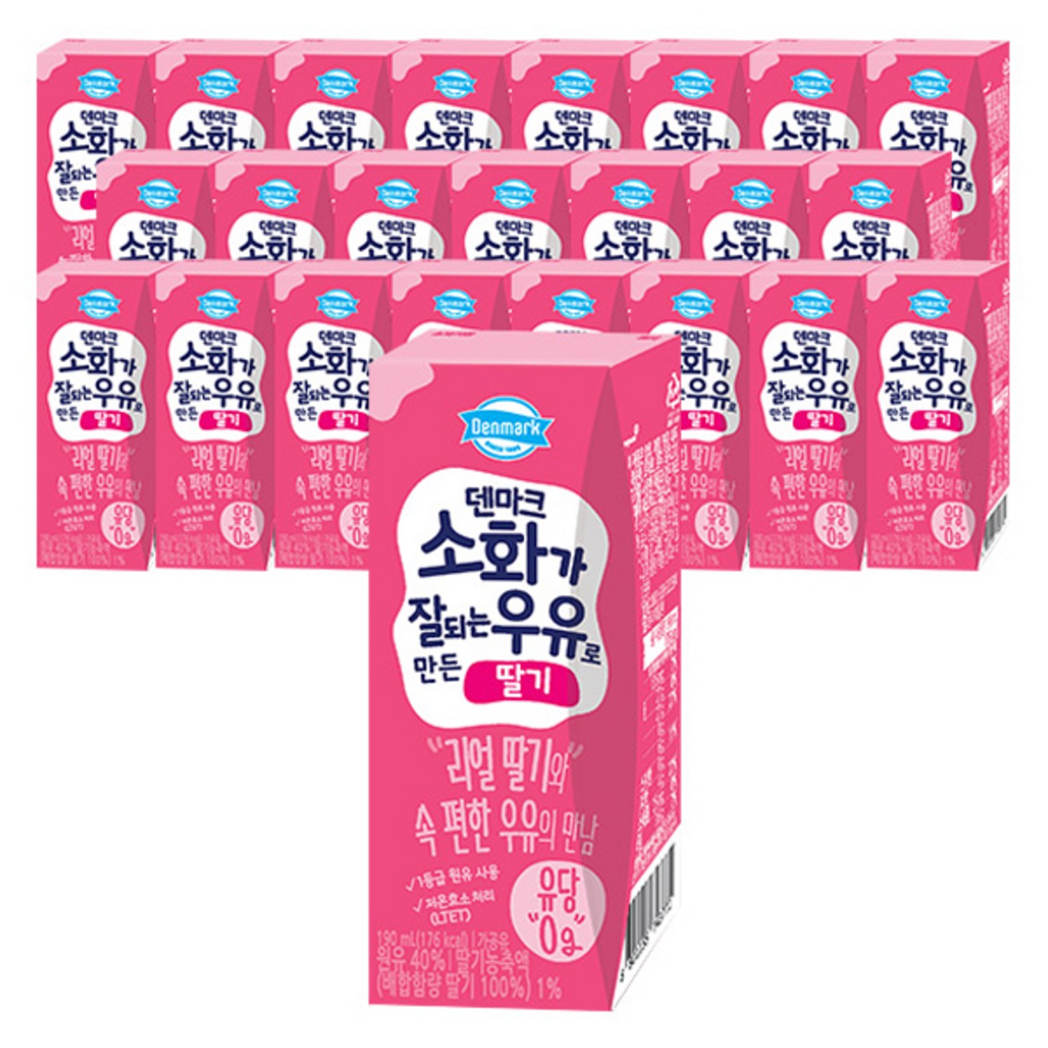 덴마크 소화가 잘되는 우유로 만든 딸기, 190ml, 120개