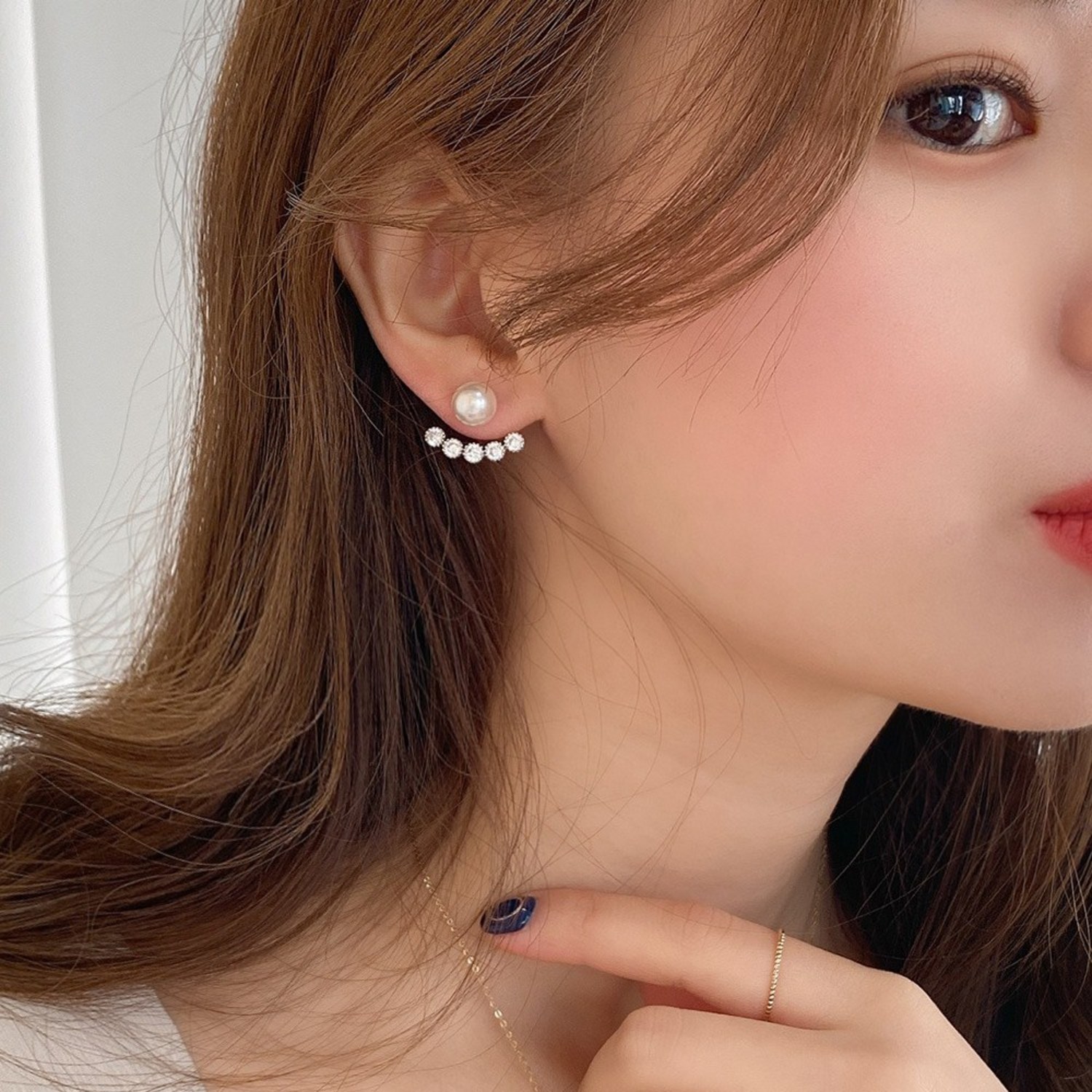 초콜리트쥬얼리 [은침/무배] 오드 진주 심플 큐빅 라인 투웨이 귀걸이 2color - 귀걸이 | 쿠팡