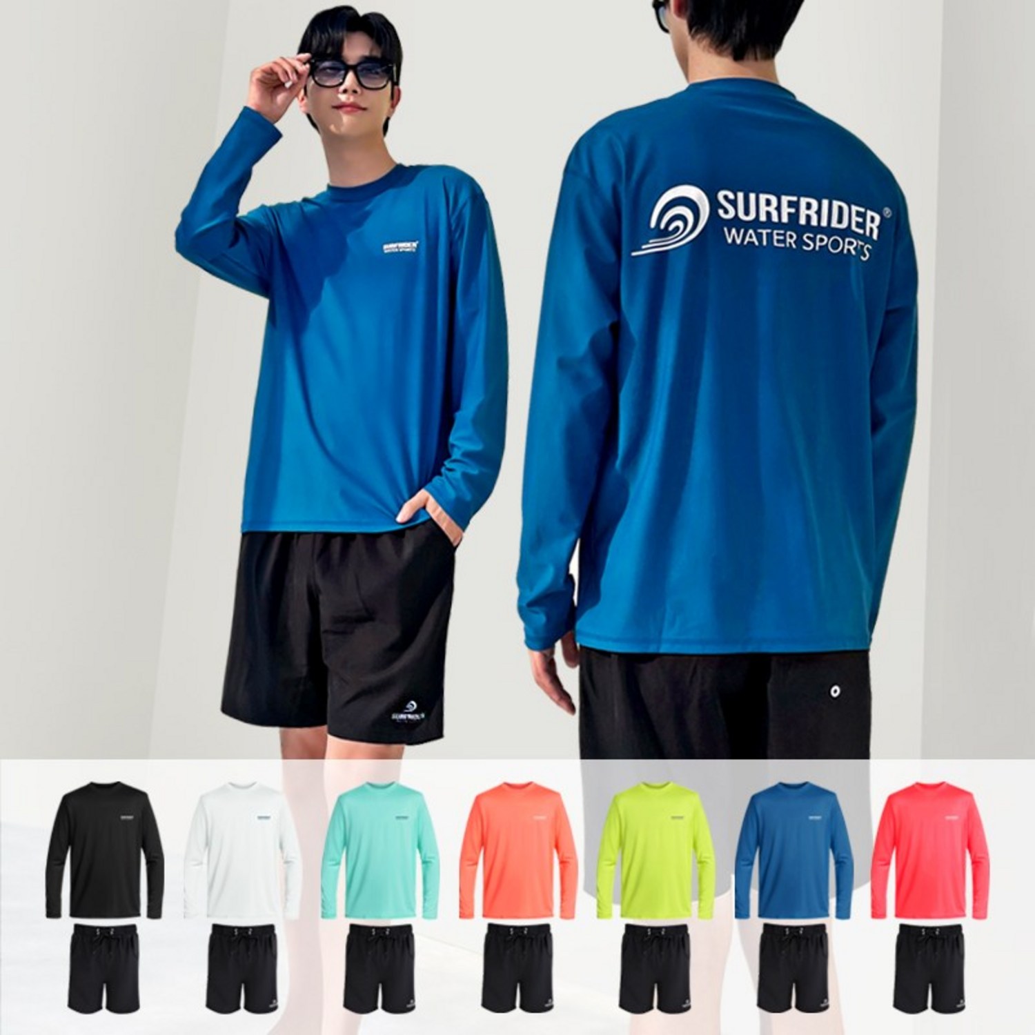 서프라이더 남녀 루즈핏래쉬가드 상의+하의 2종세트 / 7컬러 7COLOR 루즈핏 비치웨어 빅사이즈 SURFRIDER - 래쉬가드 ...