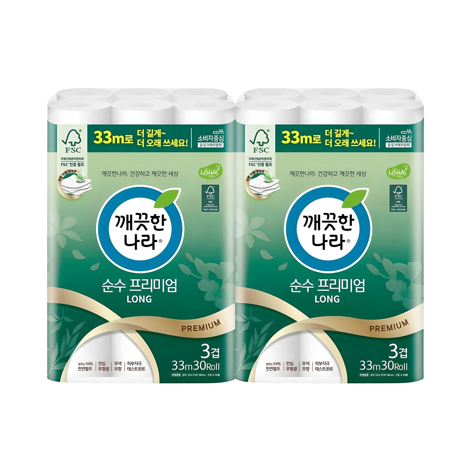 깨끗한나라 3겹 천연펄프 순수 프리미엄 화장지: 편안함과 안전함의 만남 깨끗한나라순수프리미엄