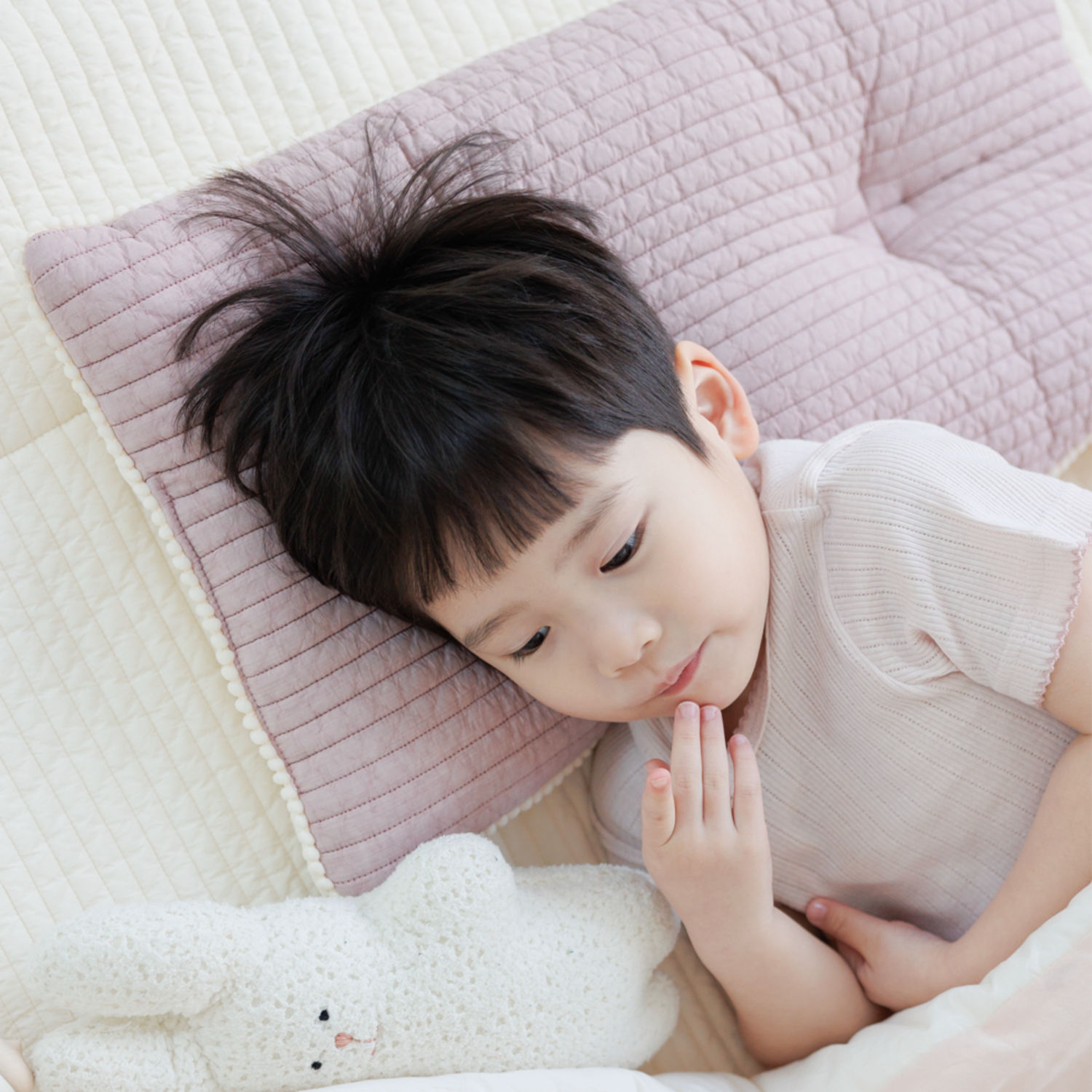 바미블랑 반전매력 유아용 낮은 베개, 베이지