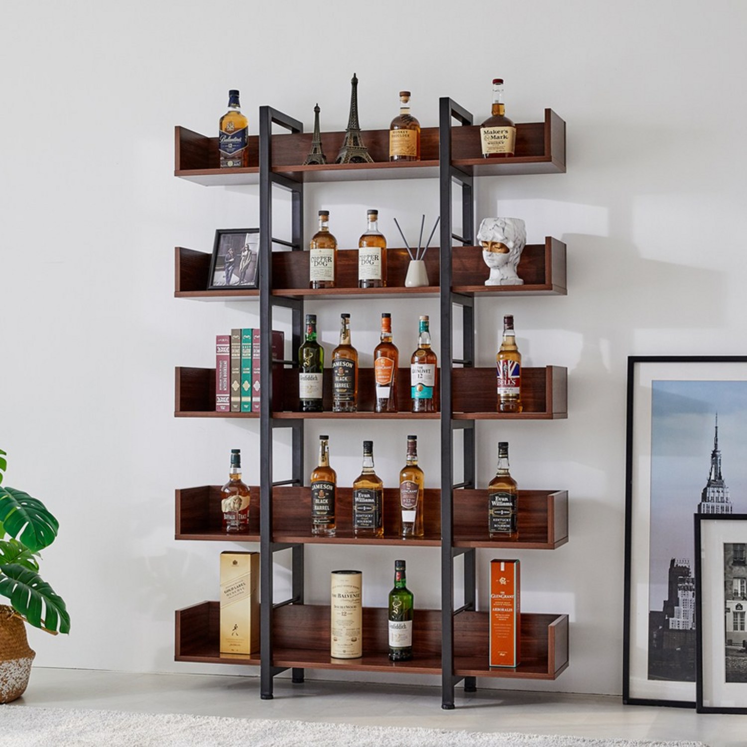 우디스 1200 5단 사각프레임 장식장, 품격을 더하다 위스키진열장