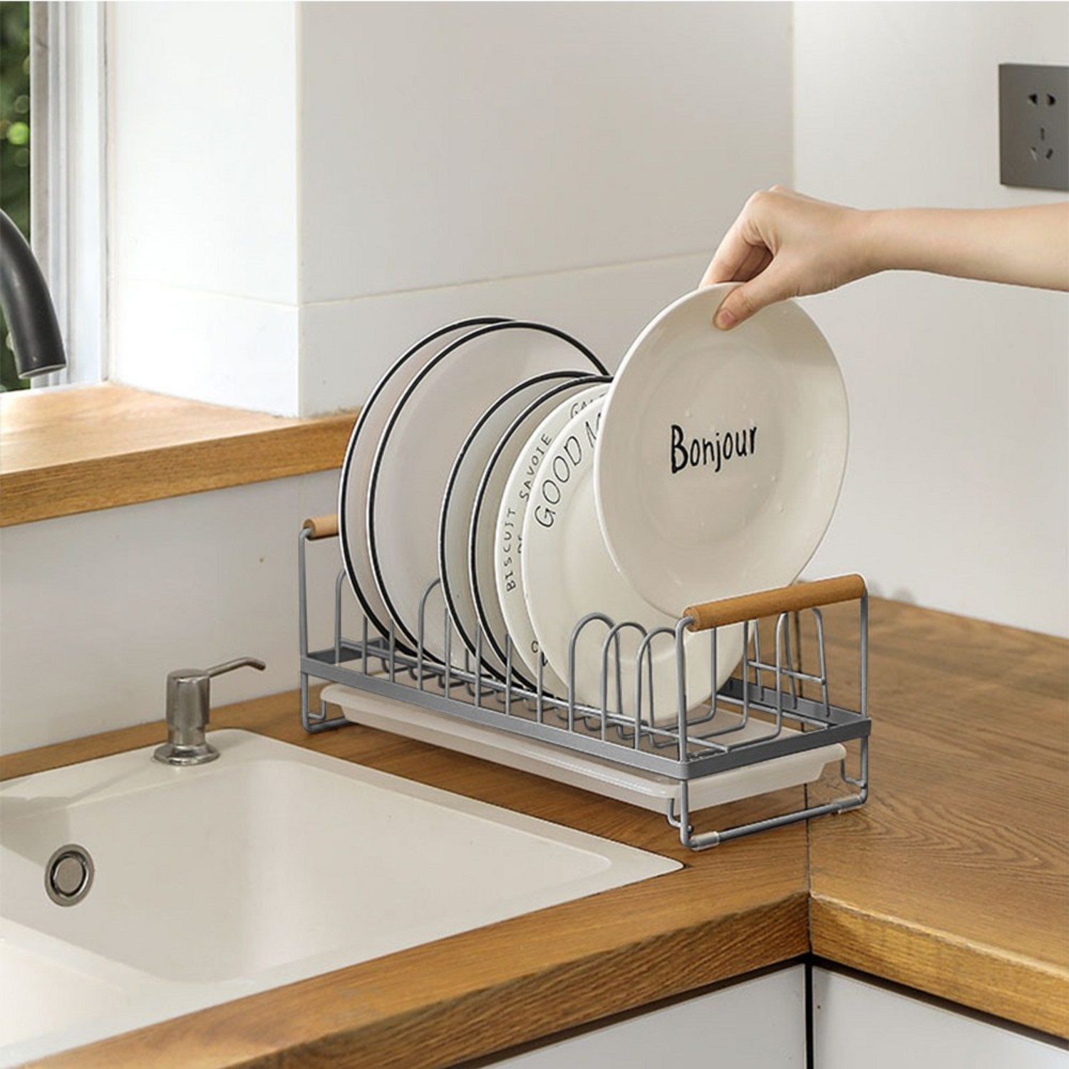 Anystar 우드핸들 접시 정리대로 주방에 디자인과 실용성을 더하세요!