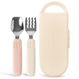 Pink spoon + ivory fork