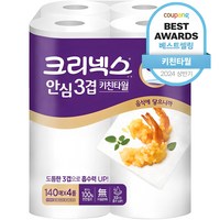 크리넥스 천연펄프 안심 3겹 키친타월 140매, 4개입, 1개