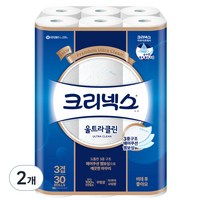 크리넥스 3겹 천연펄프 울트라 클린 천연펄프 화장지 27m, 30롤, 2개