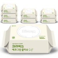 크리넥스 에코그린 소프트 대용량 100매 물티슈, 8개