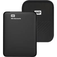 WD Elements Portable 휴대용 외장하드 + 파우치, 2TB, 블랙