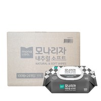 모나리자 내추럴소프트 물티슈 100매 캡형 24개, 1세트, 24개입, 192g