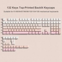 Gateron Cherry MX 게이머 기계식 키보드용 핑크 탑 프린트 백라이트 PBT 키캡 더블 샷 샤인 스루 키캡 132 키, 없음, 없음, 15) Cherry TOP pink