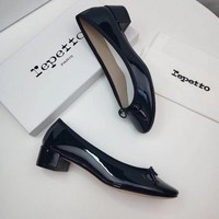 REPETTO 레페토 여성화 리얼 가죽 미들 힐 굽3.5cm 컴포트 단화 통굽 구두