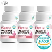 건강앤 300달톤 99% 저분자 피쉬 어린콜라겐 펩타이드 비오틴 식약청인증 HACCP 60정, 6개