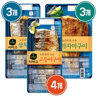 CJ제일제당 비비고 생선구이 10팩 (고등어4팩 삼치3팩 가자미3팩), 60g, 10개