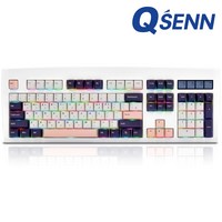 QSENN DT35 104 PBT 풀윤활 가스켓 유무선 기계식 키보드 화이트 오테뮤 저소음 라임축V3, 제조사축