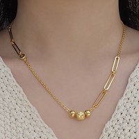 24k 순금 5돈 명품 클로버 오닉스 볼 클립 체인 여자 금 목걸이 디자인 선물