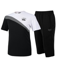 에버라스트 남성용 남녀공용 트레이닝복 신축성 시원한 E-182UBK+E-328PBK 반팔티+7부바지 반바지 운동복 세트 상하의세트