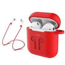 Rock 에어팟 전용 실리콘케이스+스트랩 Airpods, rock에어팟케이스_화이트